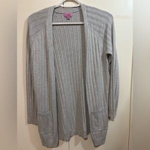 Gray Open Front Cardigan Sweater